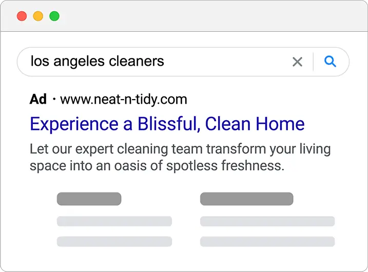 Google search for cleaners in Los Angeles