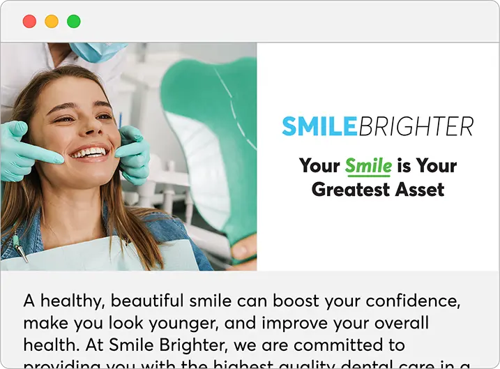 Landing page for dental clinic's website